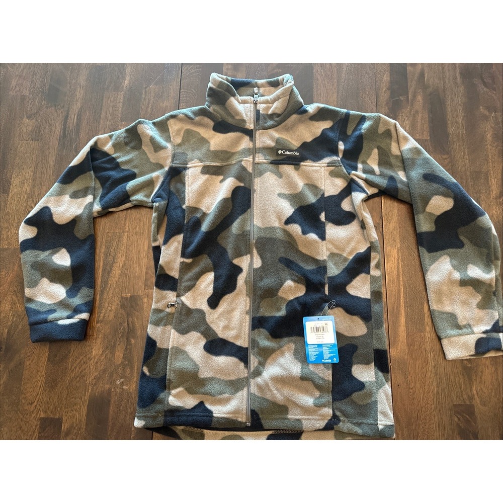 Columbia Youth Boys Zing 3 Fleece Jacket  Green Camo Zip Front Size XL NWT